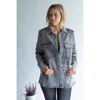 Dámský kabát Bunda košile Cimini Paris Z395 barva: černá jeans, velikost: M