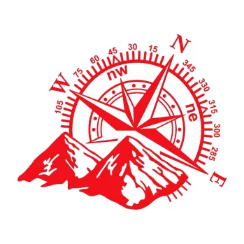 Samolepící dekorace SAMOLEPKA Kompas 002 pravá hory (10 - červená) NA AUTO, NÁLEPKA, FÓLIE, POLEP, TUNING, VLASTNÍ TEXT, TISK, AUTOSAMOLEPKY.cz, POLEPY, OBRÁZEK, LOGO, SAMOLEPKY