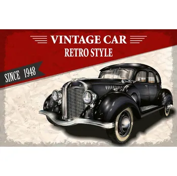 Fototapeta DIMEX | Vliesová fototapeta Černé retro auto MS-5-2165 | 375 x 250 cm| červená, černá, metalická + Vliesová fototapeta na stěnu DIMEX Černé retro auto MS52165 v rozměru 375 x 250 cm + lepidlo zdarma