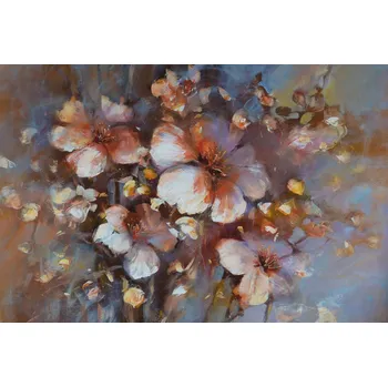 Fototapeta DIMEX | Vliesová fototapeta Malba - Hnědé květy MS-5-1994 | 375 x 250 cm| žlutá, hnědá, šedá + Vliesová fototapeta na stěnu DIMEX Malba - Hnědé květy MS51994 v rozměru 375 x 250 cm + lepidlo zdarma