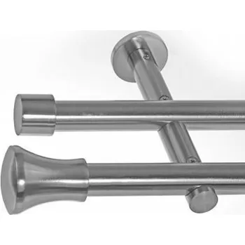 Garnýž Kovová garnýž dvojitá Ø 19mm efekt-nerezová ocel koncovka - Koloseo hladke