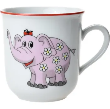 Dětský porcelánový hrneček, růžový slon - 170 ml