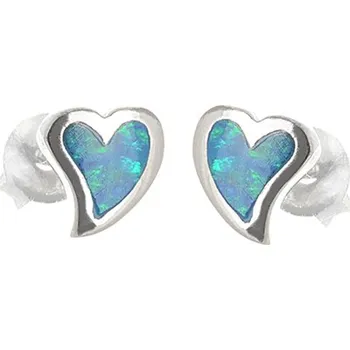Šperk Stříbrné náušnice srdíčka s opálem STNAU0796F