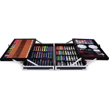 Výtvarná sada Velký rozkládací kufřík, 142 dílná sada uměleckých potřeb, 4 patra, černý kufřík