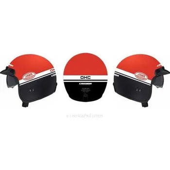Helma na motorku Retro přilba Oxygen Jawa CASSIDA (červená matná/černá/bílá) velikost přilby S - 55-56cm
