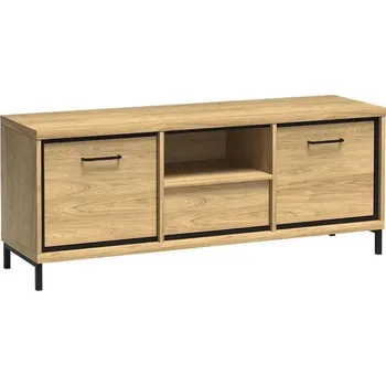 Televizní stolek TV Stolek M12 MEDIOLAN hikora + kovové nožičky, 139 x 58 x 41 cm