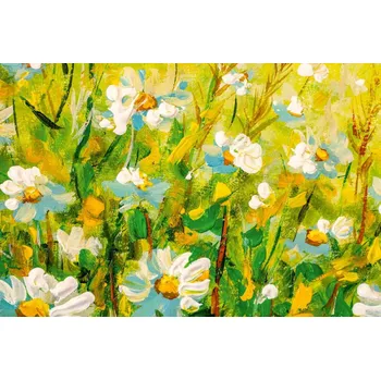 Fototapeta DIMEX | Vliesová fototapeta Malba - Pole sedmikrásek MS-5-1982 | 375 x 250 cm| zelená, bílá, žlutá + Vliesová fototapeta na stěnu DIMEX Malba - Pole sedmikrásek MS51982 v rozměru 375 x 250 cm + lepidlo zdarma