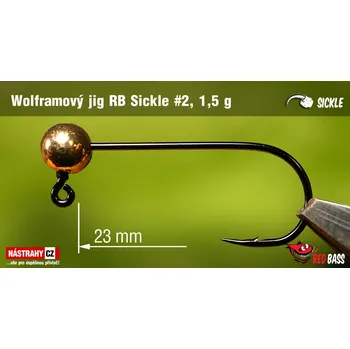 Rybářský háček Wolframový jig RedBass Sickle #2 - 24 mm - #2 - 1,5 g, Gold, 5 ks