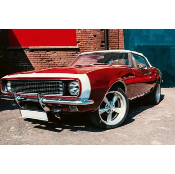 Fototapeta DIMEX | Vliesová fototapeta Luxusní retro automobil MS-5-2735 | 375 x 250 cm | modrá, červená, bílá + Vliesová fototapeta na stěnu DIMEX Luxusní retro automobil MS52735 v rozměru 375 x 250 cm + lepidlo zdarma