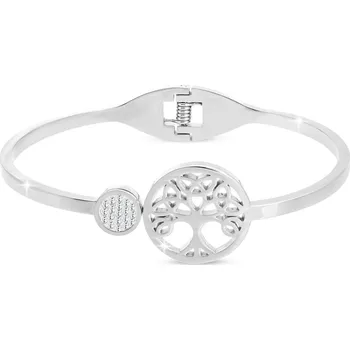 Náramek biju Náramek na ruku z chirurgické oceli - pevný 5127-27, strom života s lístky a zirkony 2002123-1