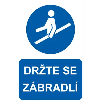 Držte se zábradlí ISO 7010 plast 0,5 mm A4 (297 x 210 mm)
