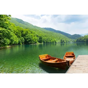 Fototapeta DIMEX | Vliesová fototapeta Biogradské jezero MS-5-3075 | 375 x 250 cm | zelená, modrá, hnědá + Vliesová fototapeta na stěnu DIMEX Biogradské jezero MS53075 v rozměru 375 x 250 cm + lepidlo zdarma