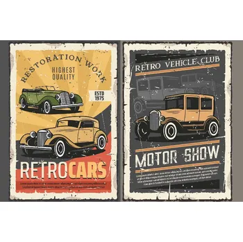 Fototapeta DIMEX | Vliesová fototapeta Kolekce plakátů s automobily MS-5-2212 | 375 x 250 cm| červená, černá, žlutá, hnědá + Vliesová fototapeta na stěnu DIMEX Kolekce plakátů s automobily MS52212 v rozměru 375 x 250 cm + lepidlo zdarma