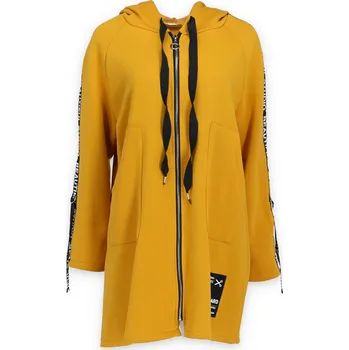 Dámské oblečení Kabát s kapucí 10762-1 Itálie barva: žlutá okrová
