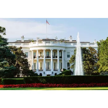 Fototapeta DIMEX | Vliesová fototapeta Bílý dům ve Washingtonu MS-5-2994 | 375 x 250 cm | zelená, modrá, červená, bílá + Vliesová fototapeta na stěnu DIMEX Bílý dům ve Washingtonu MS52994 v rozměru 375 x 250 cm + lepidlo zdarma
