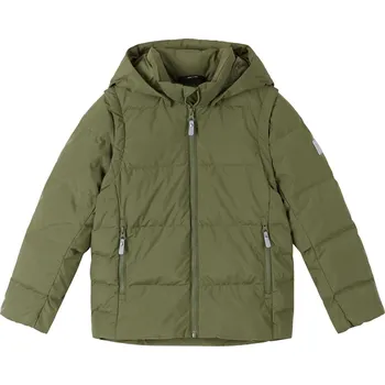 Dívčí bunda Dětská péřová bunda Reima Porosein - Khaki green 128