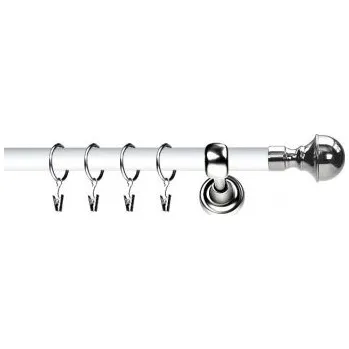 Garnýž Garnýž jednoduchá 19mm biela leskla koncovka Boston efekt nerez