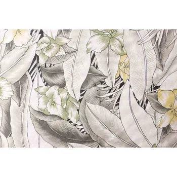 Fototapeta DIMEX | Vliesová fototapeta Tkanina s květy MS-5-2011 | 375 x 250 cm| zelená, bílá, černá, žlutá + Vliesová fototapeta na stěnu DIMEX Tkanina s květy MS52011 v rozměru 375 x 250 cm + lepidlo zdarma