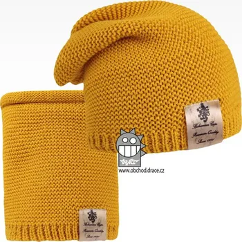 Čepice Čepice pletená a nákrčník Dráče - Colors set 12, hořčicová Barva: Žlutá, Velikost: 52-54