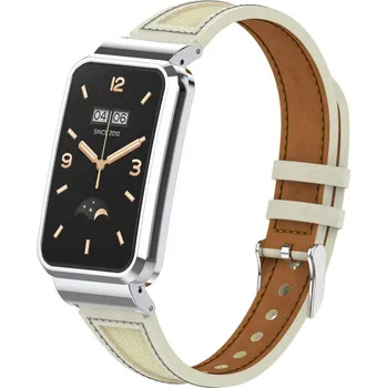 Ostatní příslušenství k chytrým hodinkám eses Kožený řemínek kombinovaný pro Xiaomi Smart Band 7 Pro - Béžový