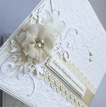 Pod Rukama Luxusní velké svatební blahopřání s ŠIFÓNOVÝM KVĚTEM - na vaše přání