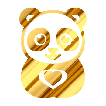 Samolepící dekorace Panda 008 roztomilá (81 - chrom fólie zlatá zrcadlová) SAMOLEPKA NA AUTO, NÁLEPKA, FÓLIE, POLEP, TUNING, VLASTNÍ TEXT, TISK, AUTOSAMOLEPKY.cz, POLEPY, OBRÁZEK, LOGO, 3D STICKERS