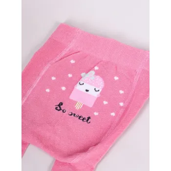 YO Punčocháče RAB0005G růžové s puntíčky a ledňáčkem s ABS protiskluzem velikost oblečení - děti: 80/86