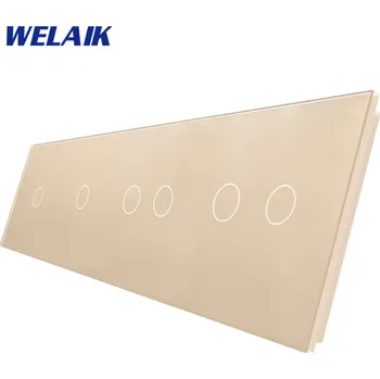 vypínač WELAIK čtyřnásobný panel vypínače skleněný 1+1+2+2 - ivory cream