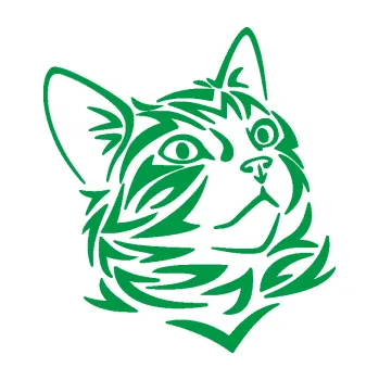 Samolepící dekorace Kočka 028 pravá hlavička (12 - zelená) SAMOLEPKA NA AUTO, NÁLEPKA, FÓLIE, POLEP, TUNING, VLASTNÍ TEXT, TISK, AUTOSAMOLEPKY.cz, POLEPY, OBRÁZEK, LOGO, 3D STICKERS