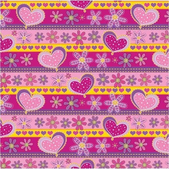 Balící papír Balící papír 100x70 cm - K258 (2 ks) - Srdce + květiny