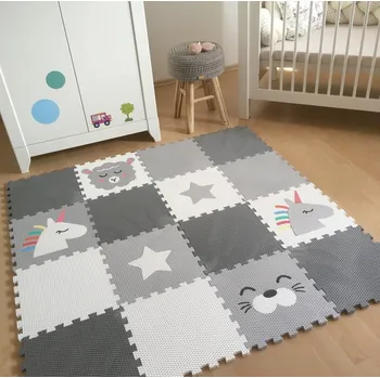 MINIDECKFLOOR PĚNOVÉ PUZZLE 16 DÍLŮ - BERÁNEK, JEDNOROŽEC, TULEŇ A HVĚZDA