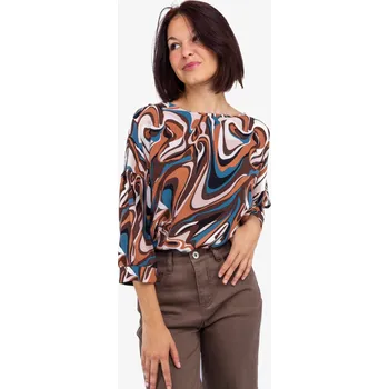 Dámská halenka FUNK´N´SOUL Funk'n'Soul dámská halenka s abstraktním vzorem hnědá Velikost: S