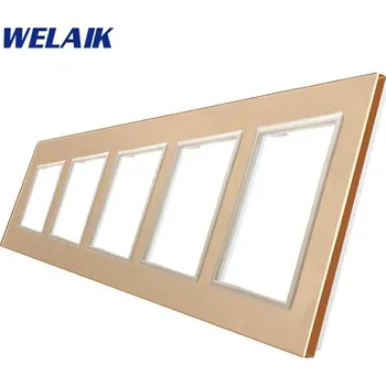 Elektrická zásuvka WELAIK rámeček na 5 zásuvek skleněný - ivory creme