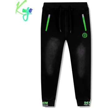 Chlapecké oblečení Dětské zateplené tepáky riflový vzhled černé vel.128