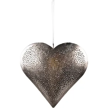 Vánoční dekorace Stříbrné antik závěsné kovové srdce – 20x4x20 cm