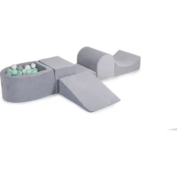 Hra na zahradu MeowBaby Pěnová hrací sada a domácí hřiště se suchým bazénkem (100 ks míčků) šedá: šedá, mintová, bílá