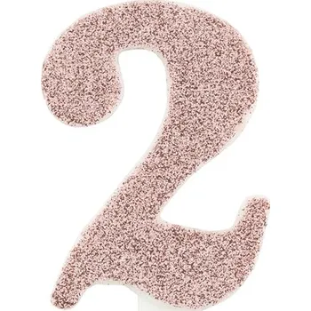 Dortová svíčka Svíčka číslo 2 růžovo-zlatá s glitrem 9,5 cm gi50762