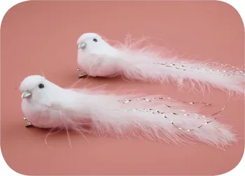 Vánoční dekorace Anděl Přerov Ptáček plyšový na klipu bílý 14 cm 2 ks