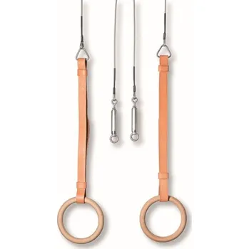 Gymnastický kruh BERGER – HUCK Gymnastické kruhy s koženými řemeny, závěsná výška 5,50 m