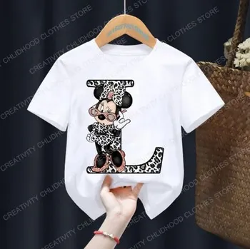 Dívčí tričko Minnie Mouse Dívčí triko s krátkým rukávem - Minnie a písmeno Varianta: Minnie, L, Velikost: XS/1T