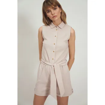 Dámský overall Košilový overal letní s límečkem a knoflíky NIFE KM22 Barva: Béžová, Velikost: XL