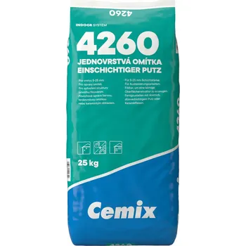 Omítka Cemix Jednovrstvá omítka strojní a ruční 4260 / 073, zrno 0,7 mm, 25 kg