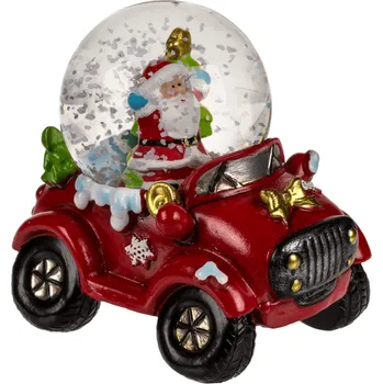 Vánoční dekorace Sněhová koule - Mikuláš v autě
