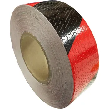 Samolepící reflexní páska 5cm, 5m, Pruhy, červeno-černé