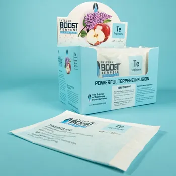 Pohlcovač vlhkosti Integra Boost Terpene Essentials Terpinolen 67g, 62%, BOX 12 ks (Integra Boost® Terpene Essentials Terpinolen. Hmotnost 67 g, vlhkost 62 %, balení box 12 ks.)