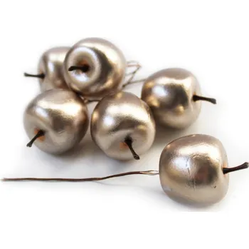 Vánoce Jablka pvc 6ks/3cm šampáň (788075)