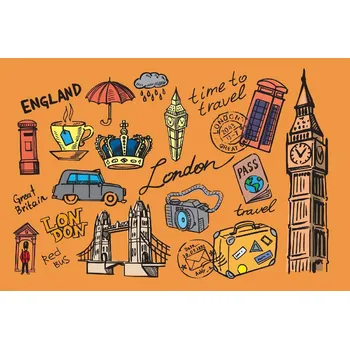 Fototapeta DIMEX | Vliesová fototapeta Kolekce Velká Británie MS-5-1474 | 375 x 250 cm| modrá, červená, žlutá, oranžová + Vliesová fototapeta na stěnu DIMEX Kolekce Velká Británie MS51474 v rozměru 375 x 250 cm + lepidlo zdarma