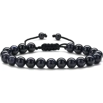 Náramek B-TOP Třpytivý náramek z kamenných korálků - černý