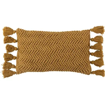 Polštář Hořčicově žlutý bavlněný polštář J-line Bode 60 x 30 cm