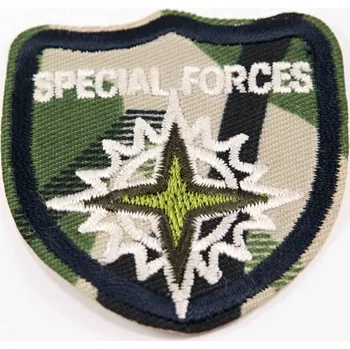 Nášivka Nažehlovací záplata - SPECIAL FORCES - rozměr 5,5 cm x 5 cm - tmavá khaki